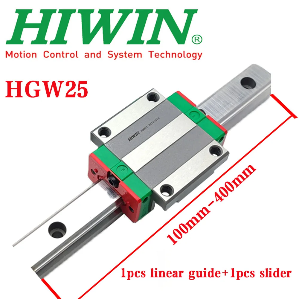 New HIWIN Original HGW25 HGW25CC Linear Guide Rail With Slider High Precision Linear Guide100-400mm +1Pcs Slider 3D Printer CNC