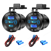 12V USB Aluminum Car Charger Socket Dual PD Type-C & Quick Charge 3.0 USB Port Waterproof USB C Power Outlet for Car Boat Marine