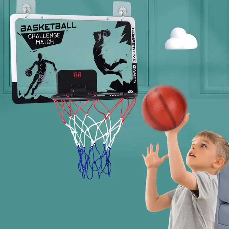 Wall Mount Basketball Hoop Electronic Door Basketball Hoop With Led Lighting Wall Mounted Shatter Proof Backboard Mini