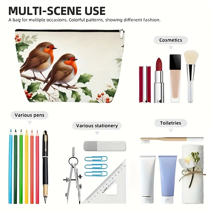 매력적인 작은 새 모양 화장품 가방 - 여성용 귀여운 다기능 지퍼 파우치, 보석 보관 가방