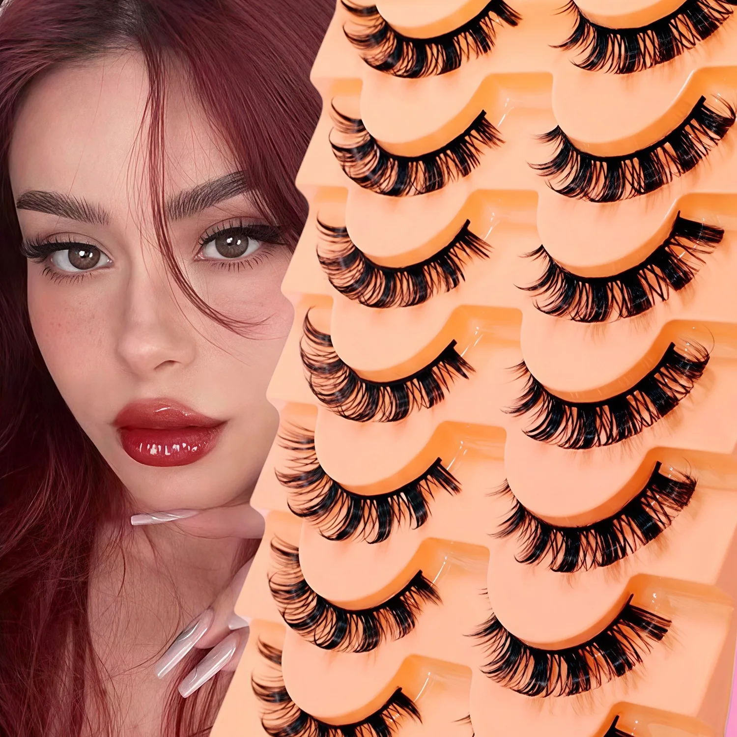 7 pairs of European and American style manga style fake eyelashes, light Thai style three-dimensional curled eyelashes