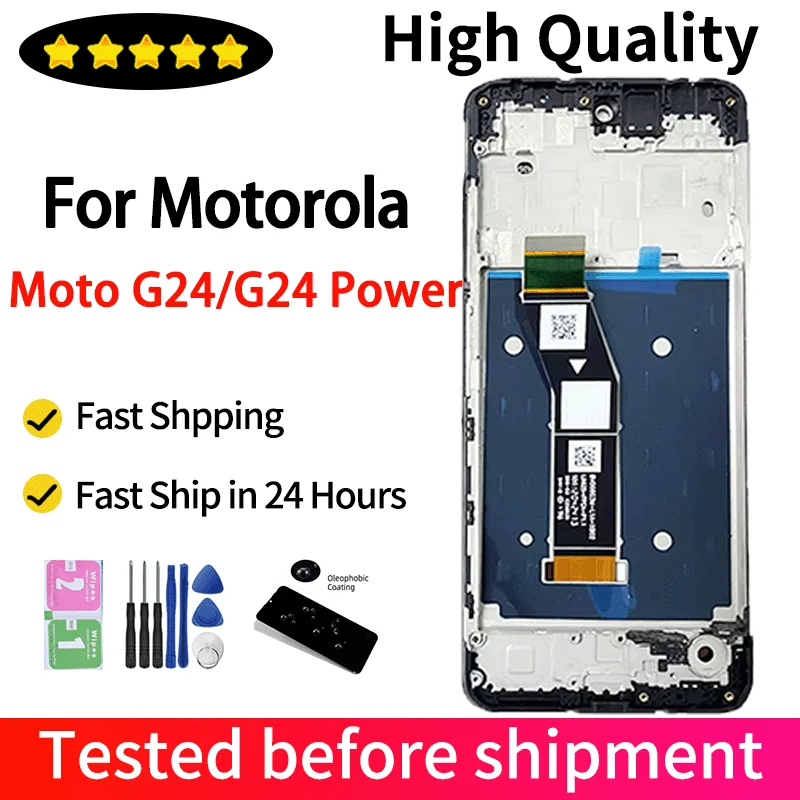 Pantalla de 6,56 pulgadas para Motorola Moto G24 Power LCD pantalla táctil Panel digitalizador montaje para Moto G24 XT2423-1 LCD con marco