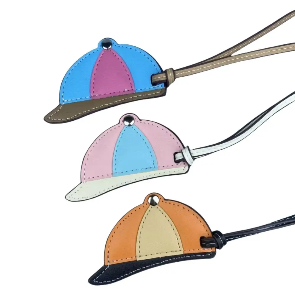 قبعة بيسبول من جلد البولي يوريثان مخيطة يدويًا - إكسسوار قلادة حقيبة صغيرة على شكل كتلة ملونة #4