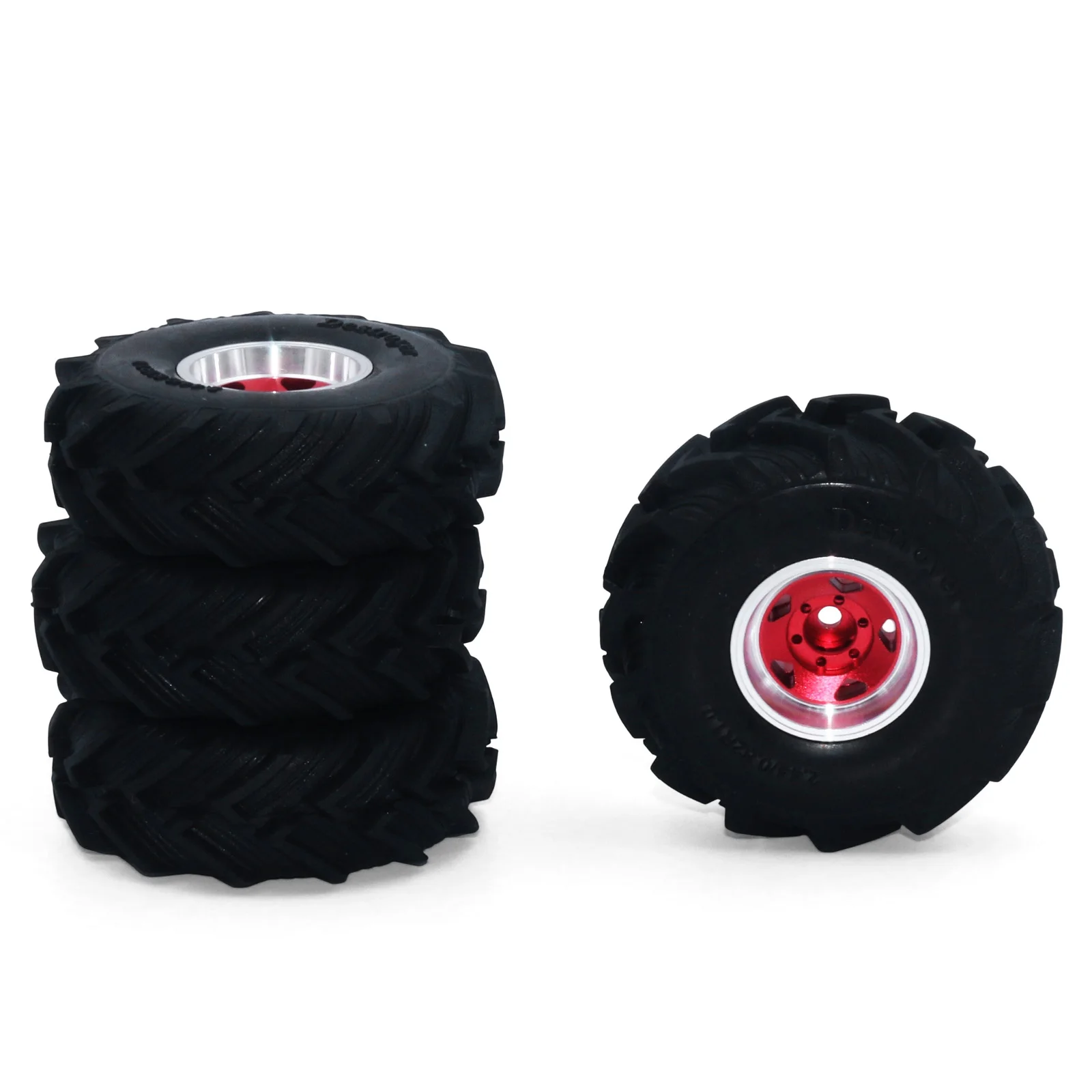

[Metal Wheel Hubs + Tire Skins] Trx4M/Scx24/Fms Universal 1.0inch Crawler Tire Set Suitable for 1/18 Remote Control Car Ascent-18 Upgrade Accessories