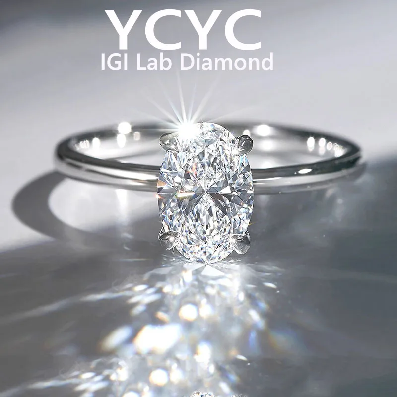 

18K Gold Lab Grown Diamond Ring Diamond CVD HPHT DEF VS-VVS Wedding &Engagement Ring ﻿