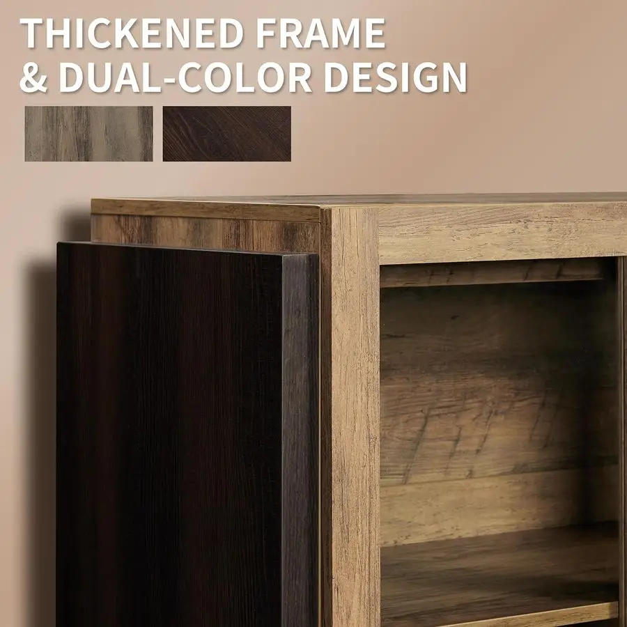 Buffet Cabinet with Storage,64 Cabinet with Glass Door, Modern Wood GlassBuffet Cabinet for Dinning Room,Kitchen, Hallway, and L