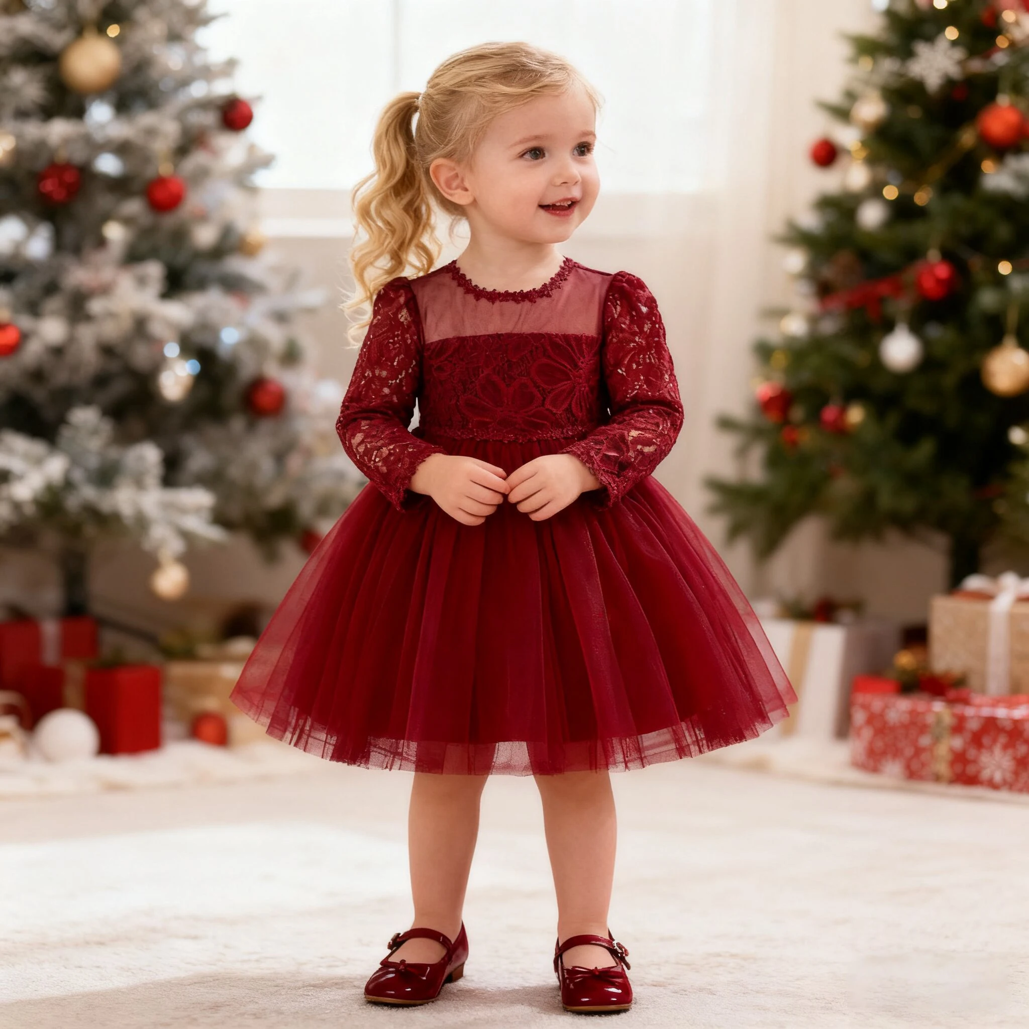 Элегантное платье для крещения для маленьких девочек, платье принцессы с длинными рукавами на первый день рождения, свадьбу, платье подружки невесты для девочек, рождественское платье для выпускного вечера