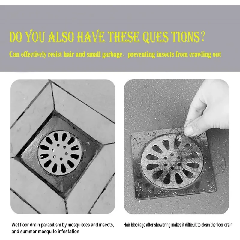 Coletor descartável do dreno do chuveiro dos pces, cobre 4 x 4 polegadas