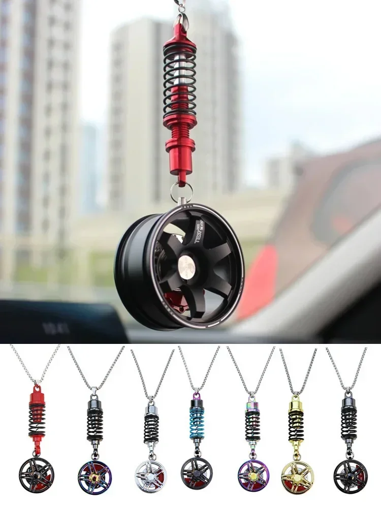 Auto Spiegel Rückspiegel Anhänger Auto Innen Dekor Anhänger Aluminium Rad Mit Stoßdämpfer Ornament Hängen Zubehör cool