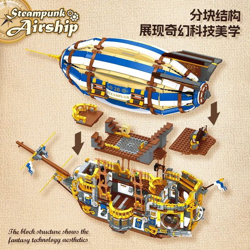 JIESTAR JJ9126 Steampunk Airship Model Series Adultes DIY Toys Building Blocks Boys' Holiday Gifts 3272Pcs