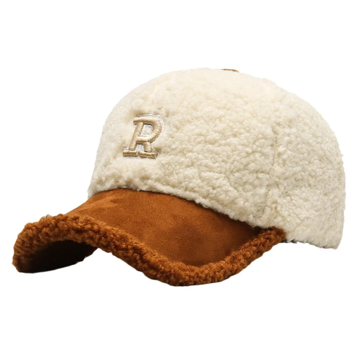 New Trendy Autumn Winter Baseball Cap Women Artificial Lamb Wool Hats Version Tide Warm Plush Baseball Caps Baseball Caps