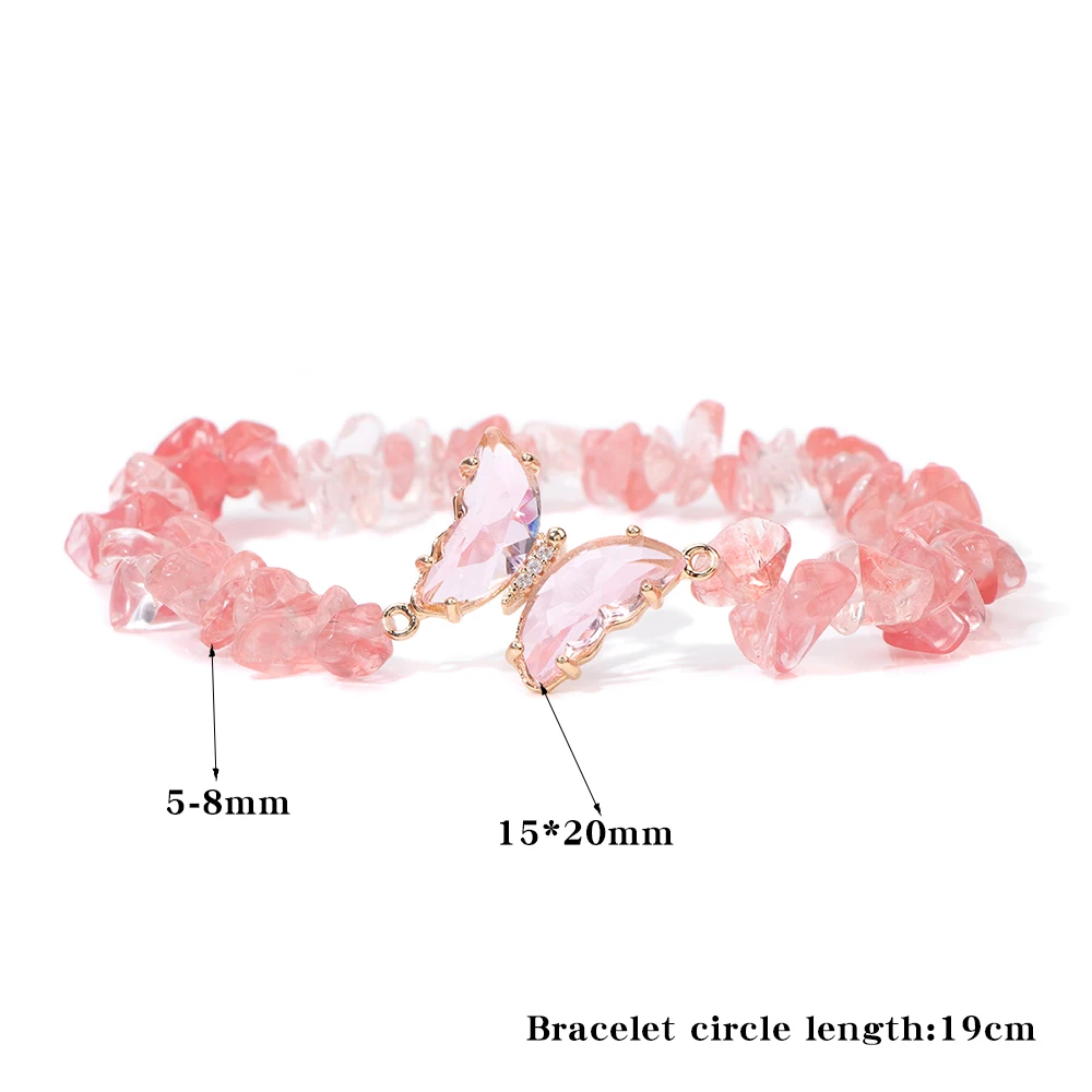 Natural Stone Crystal Butterfly Bracelet Irregular Lapis Lazuli Malachite Gravel Chip Beads Stretch Bracelets For Women Men