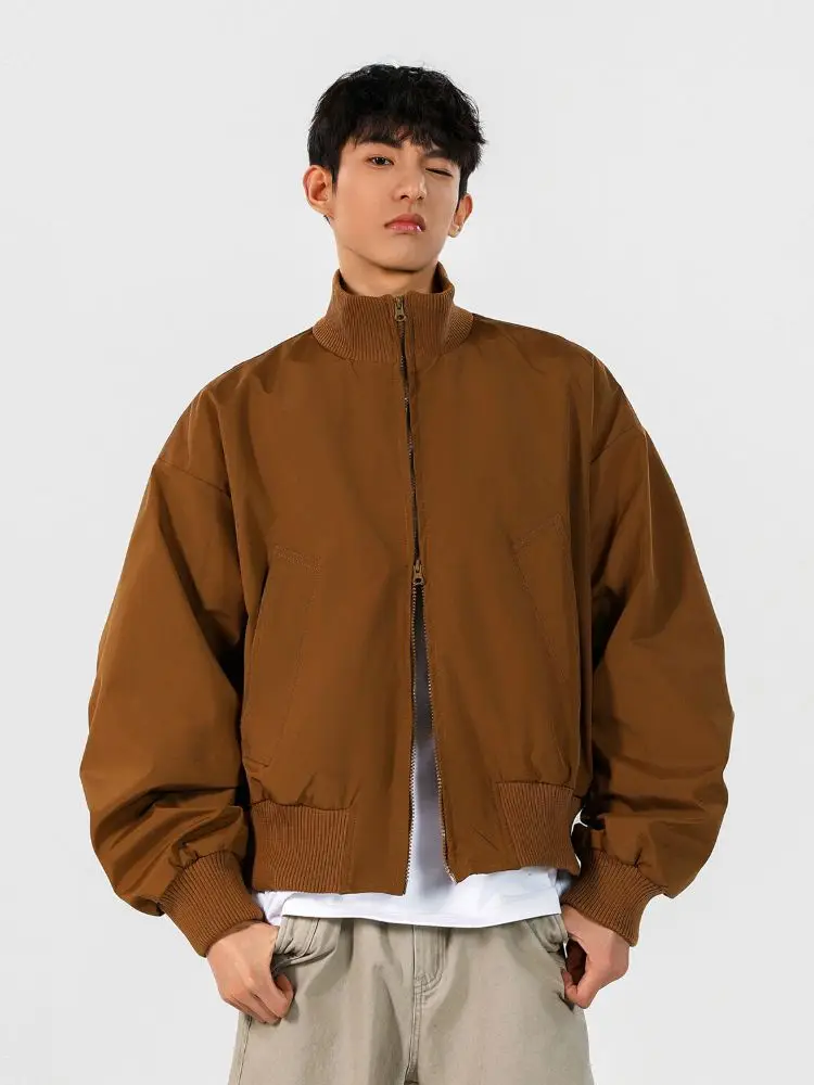 

American Sle Cleanfit Flight Jaet Men's Spring Autumn ort Outerwear for Teenagers Haome Stand Collar Zipper Decorated