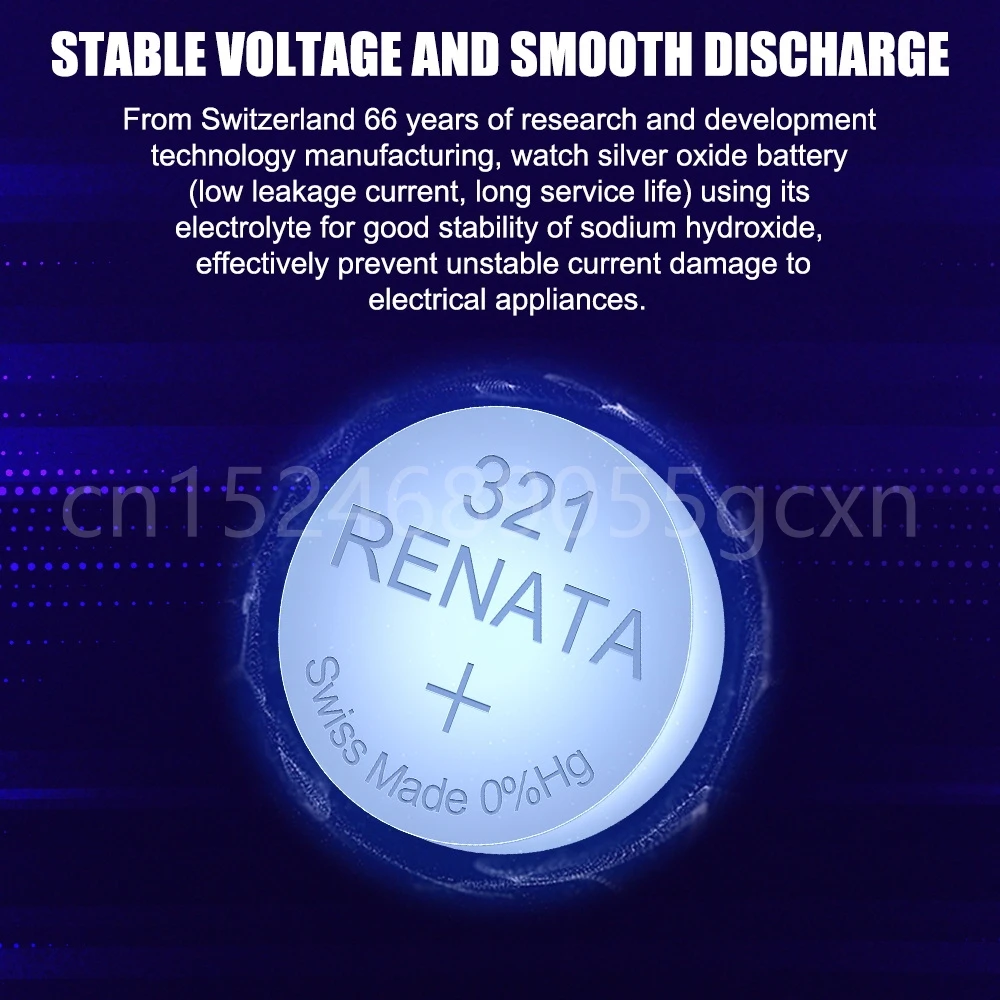 정품 Renata 321 SR616SW SR616 V321 GP321 1.55V 실버 산화물 시계 배터리, 스케일 완구 스위스 메이드 버튼 코인 셀