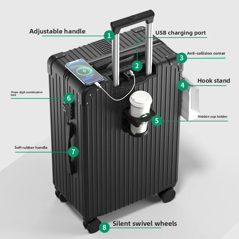 

2025 New Thiened Lage Suitcase Boarding Box Travel Bag 24 Gift Box 20 Multi-Functional Pulling Box Durable And Robust