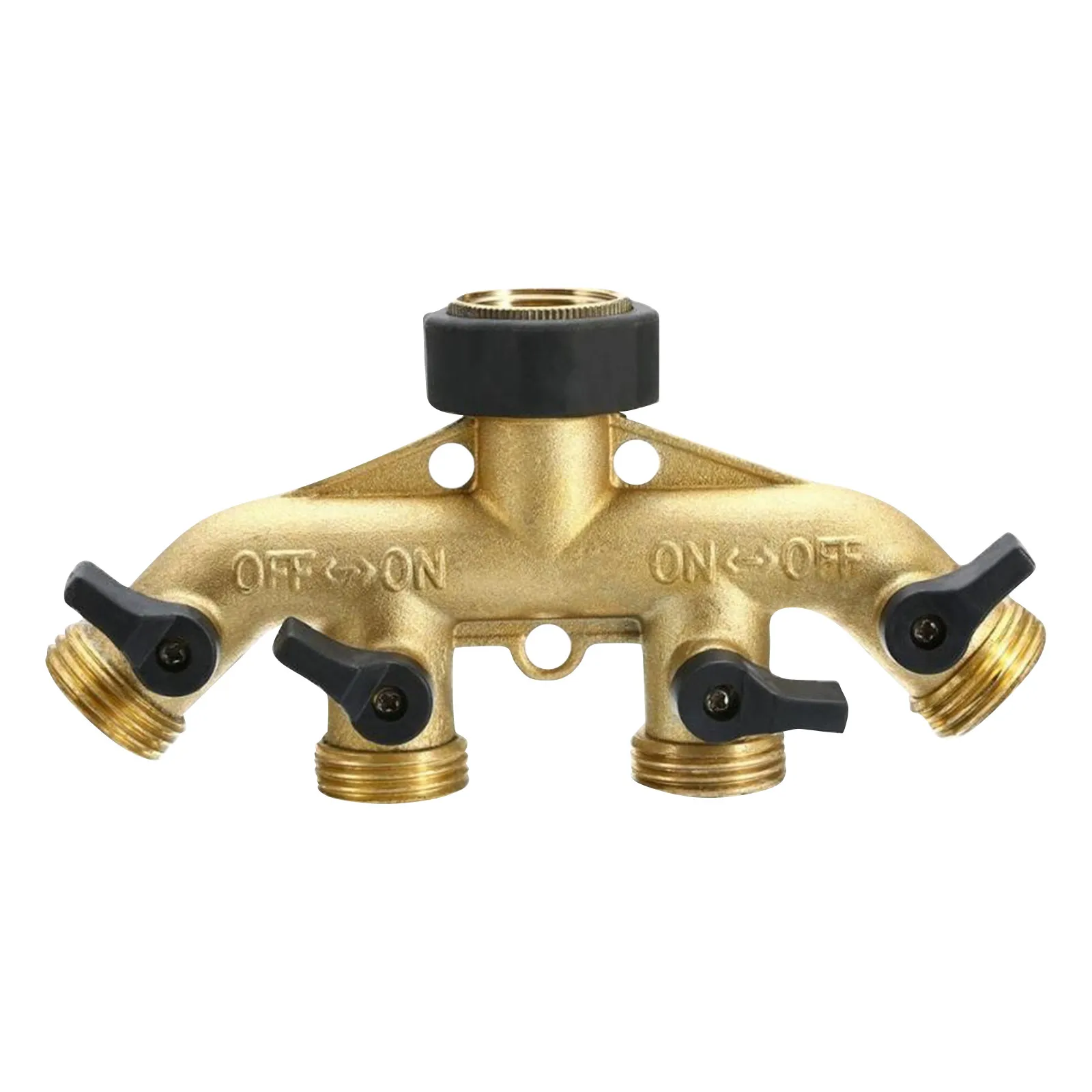 

Heavy Duty Brass Garden Hose Splitter Hose Connector Spigot Adapter with 4 Valves Hose Bib Splitter Outdoor Faucet Splitter