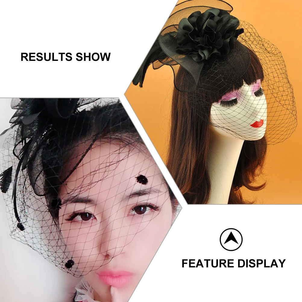 

Black Mesh Hair Accessories Fascinator Hat Veil Women Party Banquet Headgear Classic Elegant Romantic Glamorous Look Photography