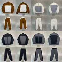 Syna Drill American Street Hip Hop Embroidered Logo Patched Stand Collar Jacket Casual Pants Set Men's Fashion Outfit