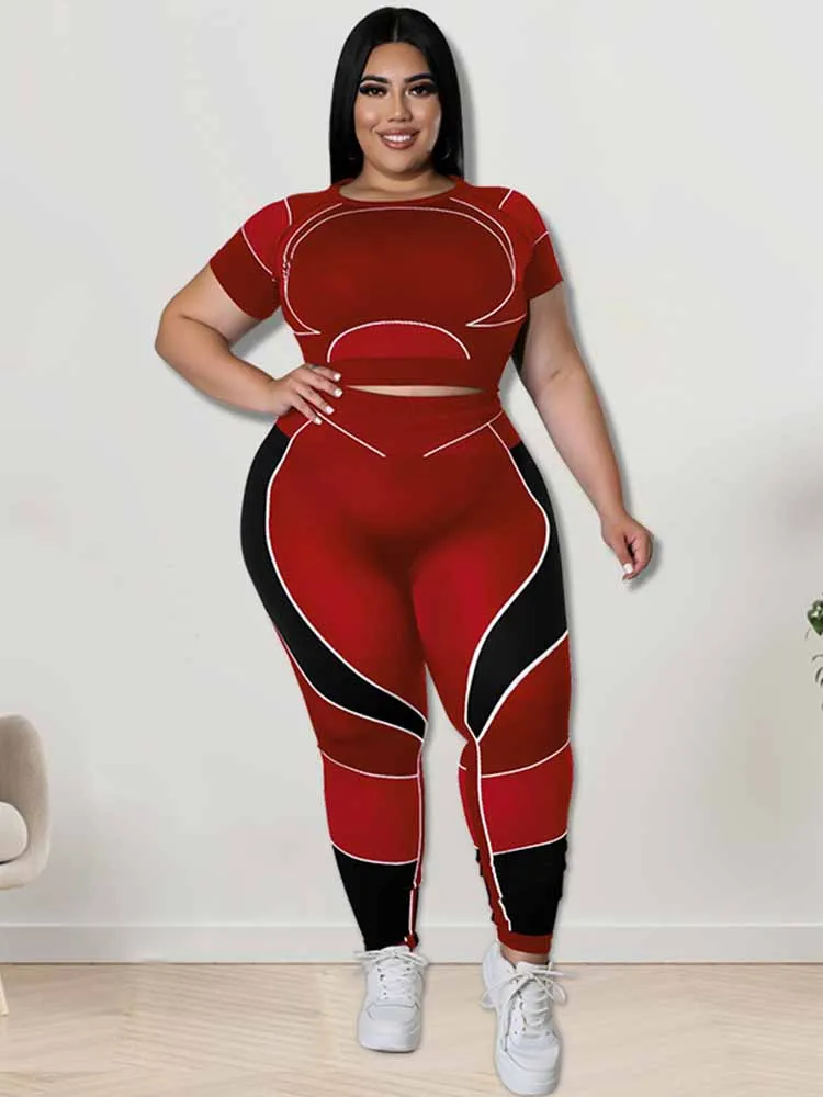 Women Tracksuit 2 Piece Set Plus Size Pants Suit Casual Slimming Leggings Summer Sets Womens Outfits Wholesale Bulk Dropshipping