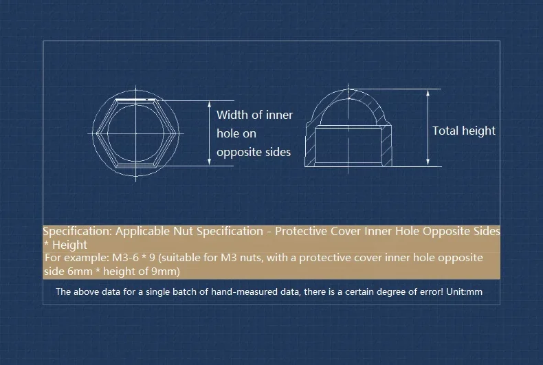 Protection Cover Hex Nut PE Protection Caps Dome Nut M3 M4 M5 M6 M8 M10 M12 M14 M16 M18 M20 M22 M24 Bolt Protective Caps