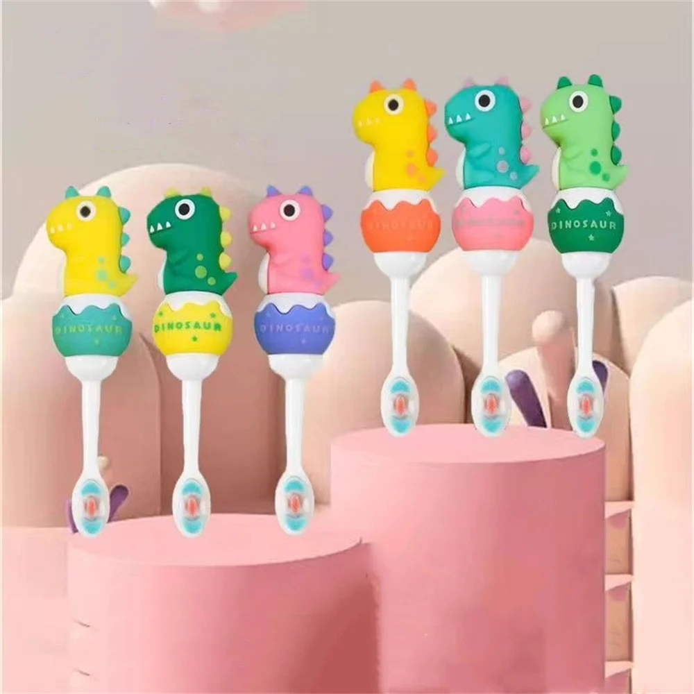 Children\'s Oral Care Tooth Guard Toothbrush Cute Cartoon Dinosaur Children Soft Hair Toothbrush Soft And Comfortable For Babies