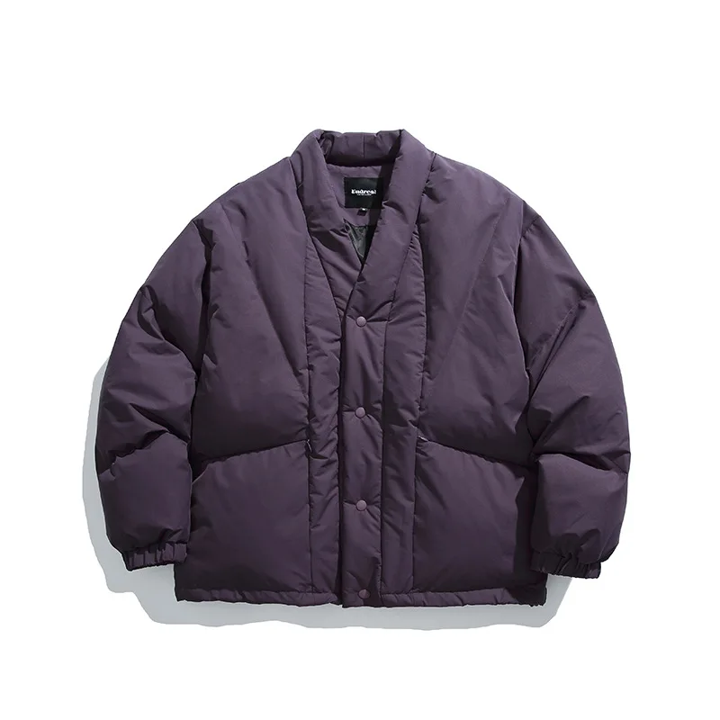 

Мужская утепленная хлопковая куртка: зимняя теплая верхняя одежда, простой фасон, модное городское пальто-пуховик из полиэфирного волокна, удлиненное.