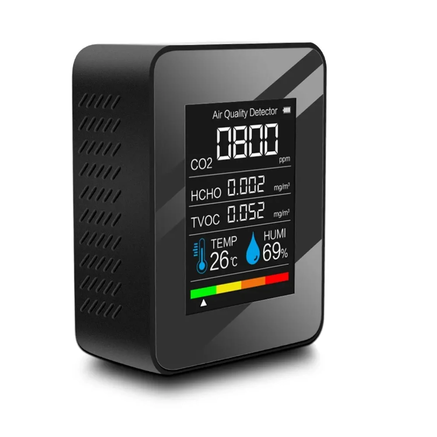 Monitor jakości powietrza LCD 5 w 1 - CO2, temperatura, wilgotność, formaldehyd, TVOC - alarm i miernik CO2 do użytku domowego i biurowego