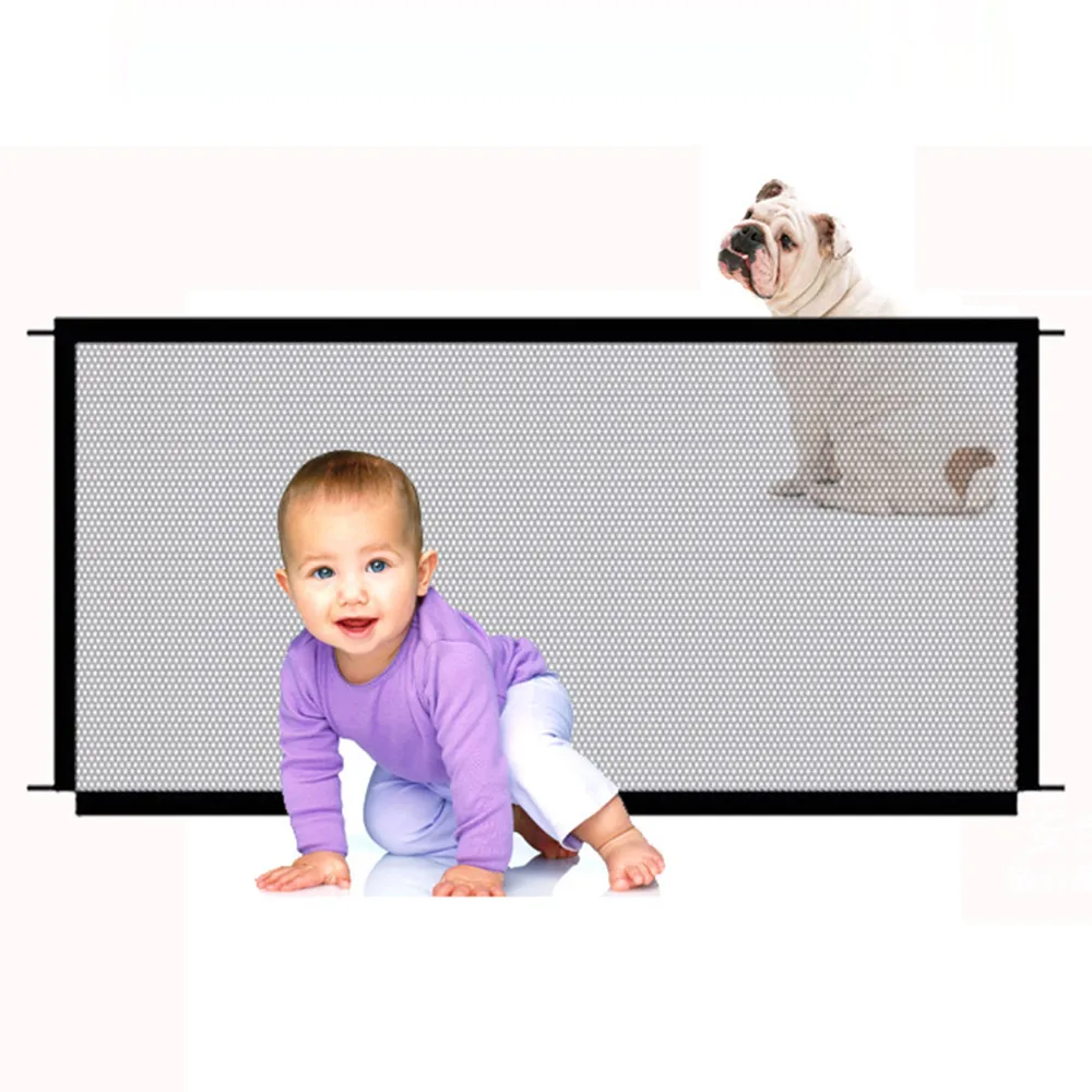 

Dog Safety Gate Pet Safe Mesh Fence Portable Folding Baby Safety Gate Install Anywhere 180*72CM/ 110*72CM