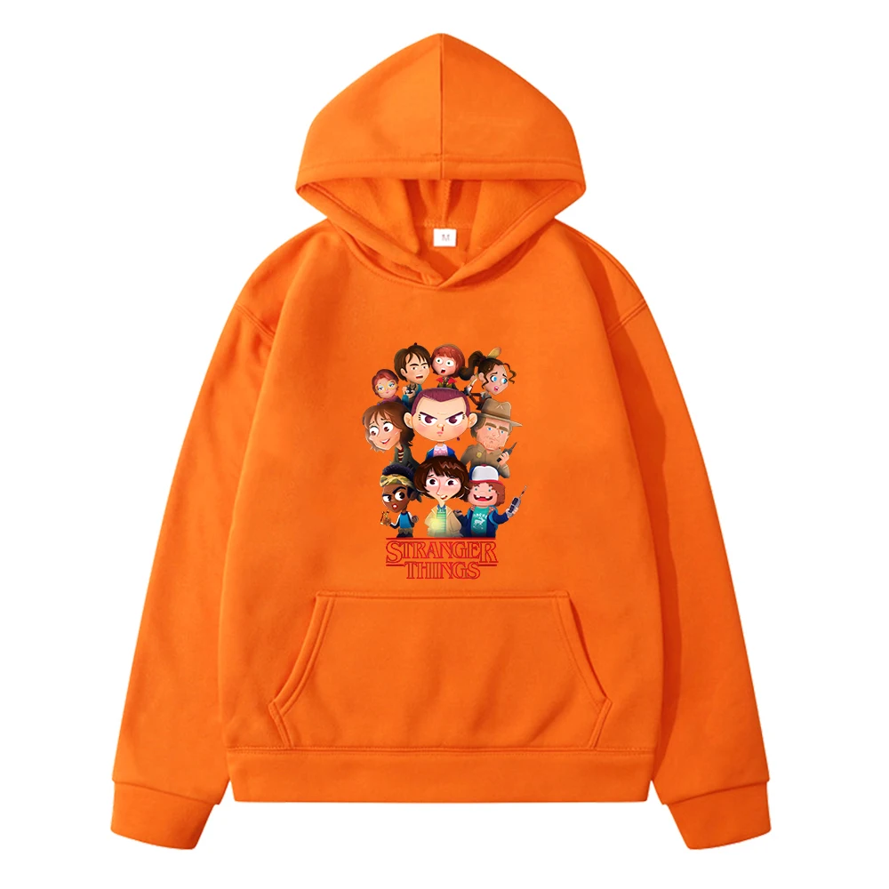 stranger things Autumn print anime hoodie Fleece sweatshirt Kawaii hoodies jacket boys pullover y2k sudadera kids clothes girls