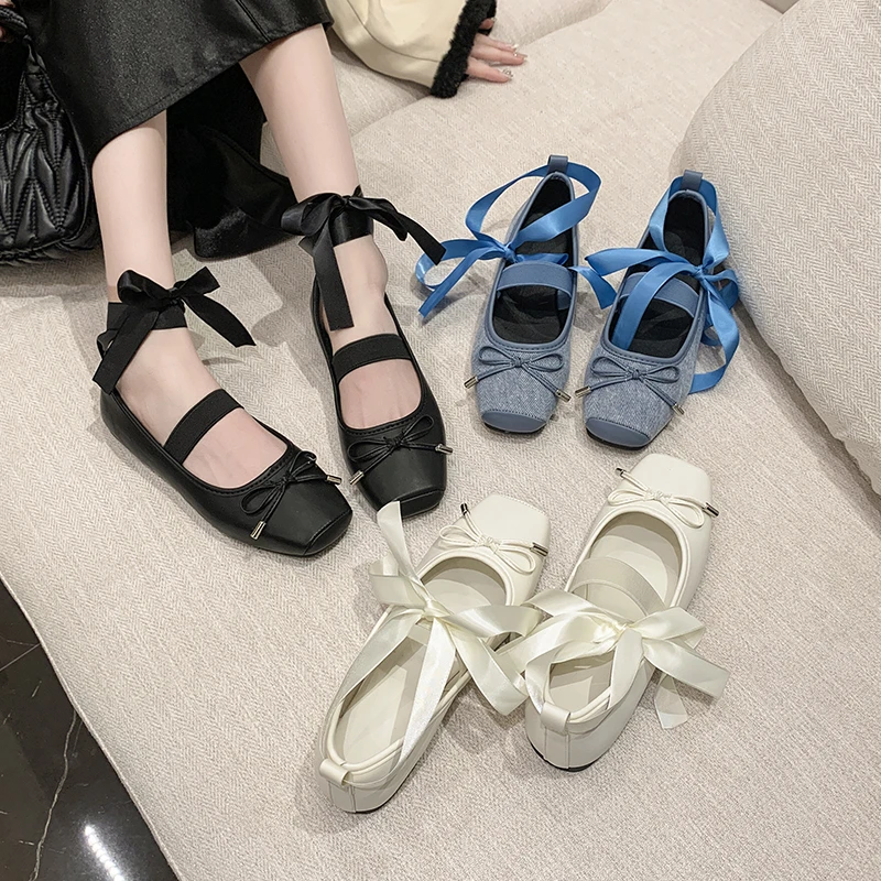 Black French Style Flat Mary Jane Shoes Women\'s 2024 New Spring and Autumn Ballet Shoes Vintage Shallow Mouth Single Shoes