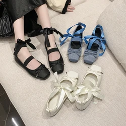 Black French Style Flat Mary Jane Shoes Women's 2024 New Spring and Autumn Ballet Shoes Vintage Shallow Mouth Single Shoes