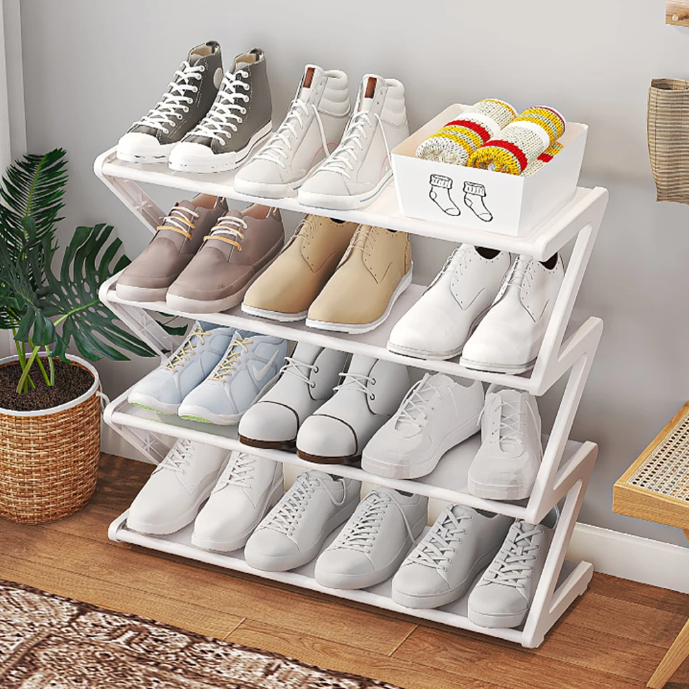 

Multifunctional Storage Rack Multi-layer Assembly Z-shaped Shoe Rack Upgrade 4-Tier Small Shoe Rack ThickenedSteelStackableShoe