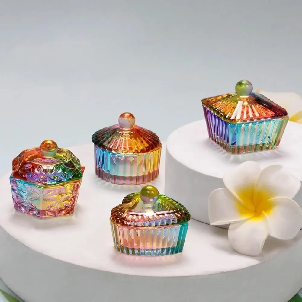 

Treasure Small Storage Mini Crystal Glass Cup Gel Liquid Powder Unique Pen Brush Washer Luxury Aurora Makeup Pot Jar Calligraphy