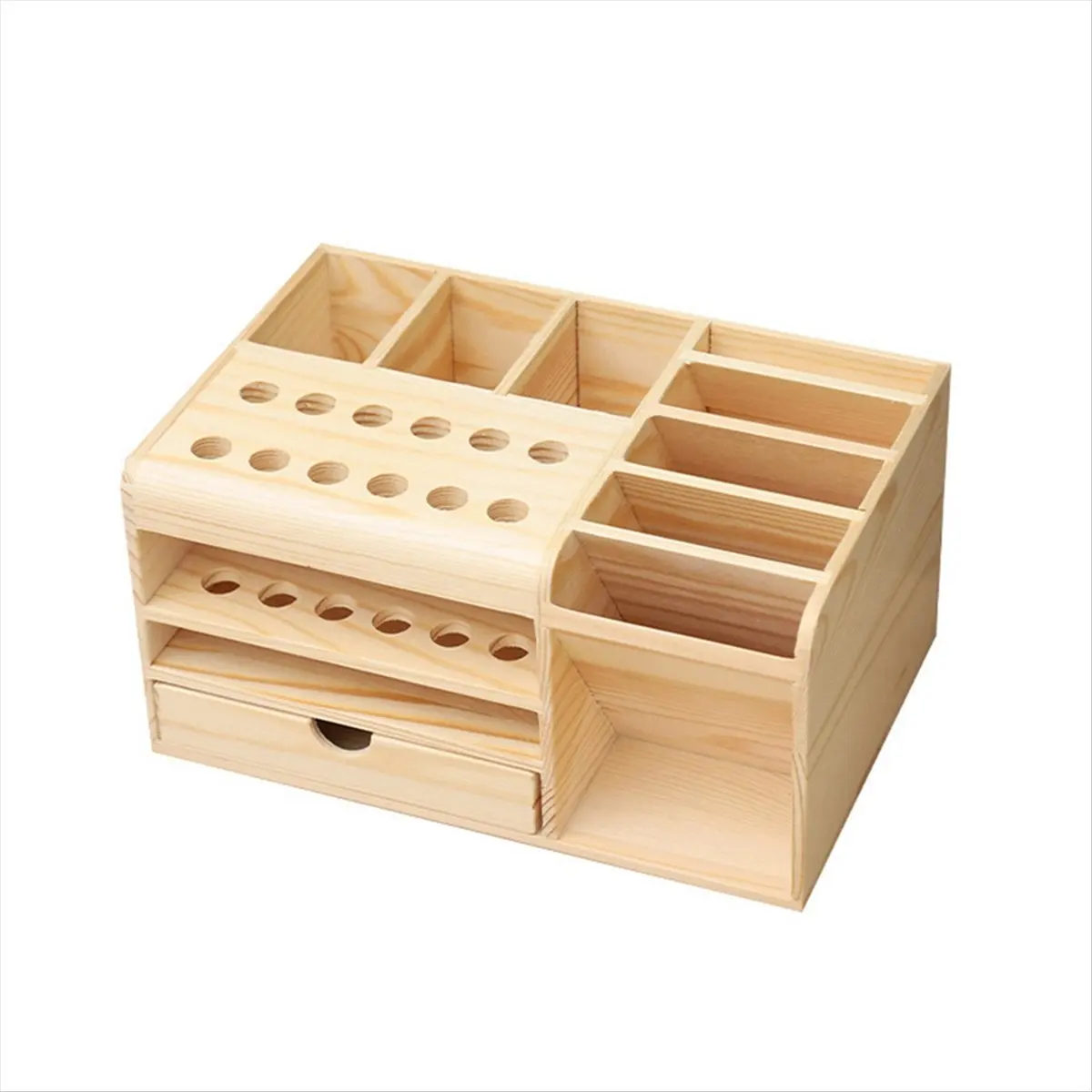 A013 Multi-Compartment Storage Wooden Box is Suitable for Mobile Phone and Desktop Sundries Sorting and Storage Tools.