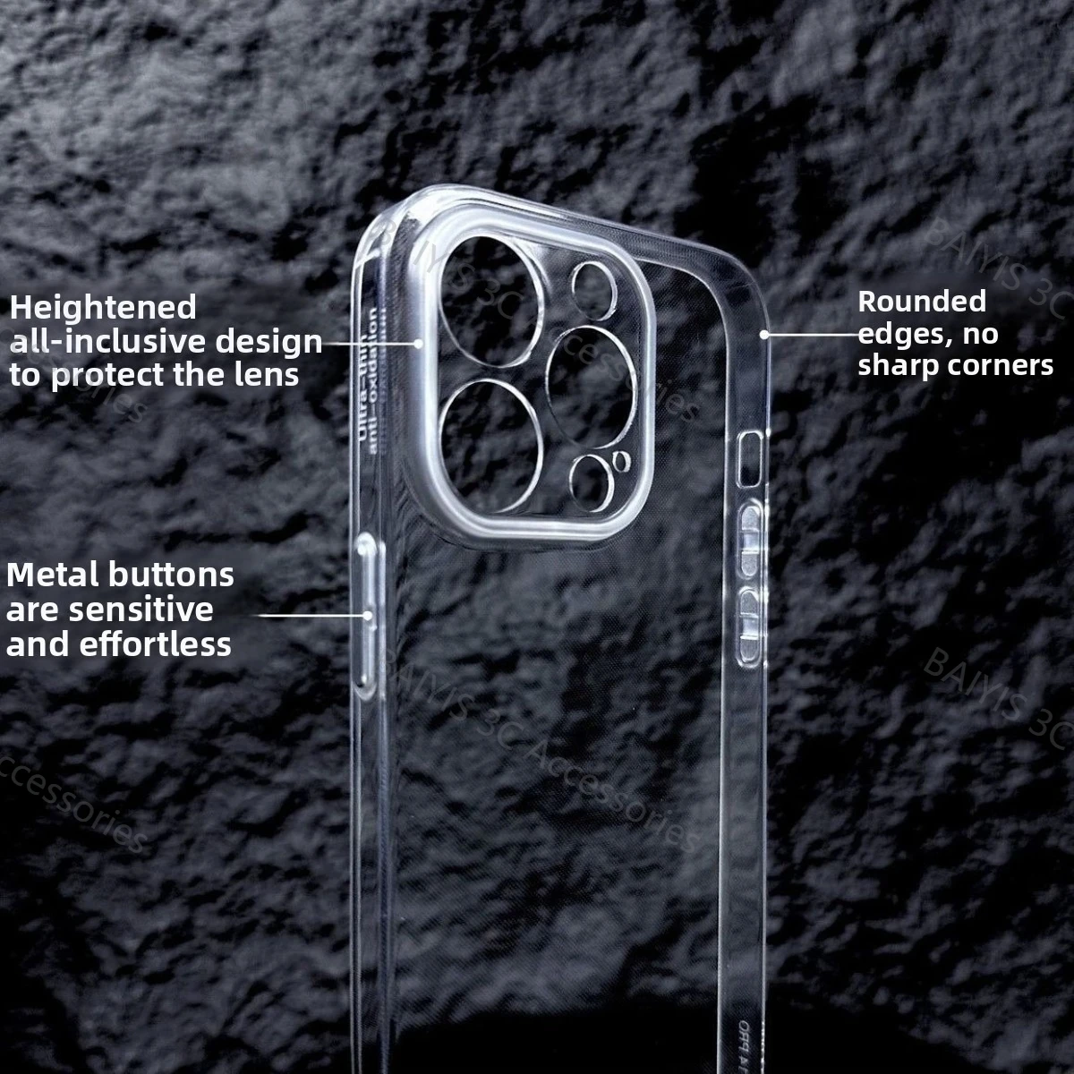 Metal Button Ultra-thin Soft TPU Clear Phone Case For iPhone 18 17 16 15 14 Pro Max Plus All-inclusive Camera Anti-yellow Cover