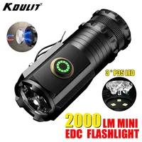3*SST20 2000LM Powerful LED Flashlight Mini EDC High Power Tactical Torch 5 Modes Rechargeable Camping Lantern Use 18350 Battery