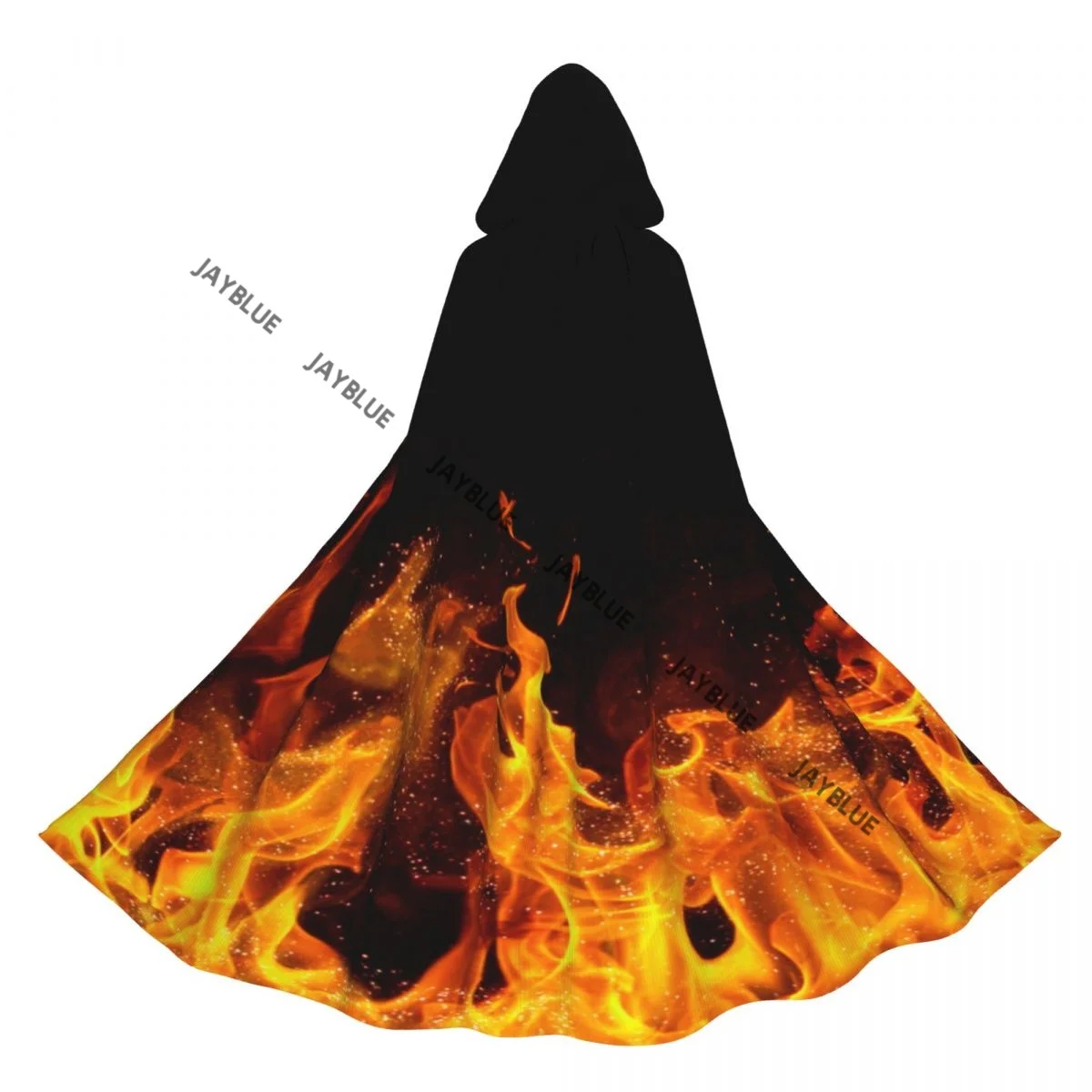 Long Cape Cloak Fire Flame Hooded Cloak Coat Autumn Hoodies