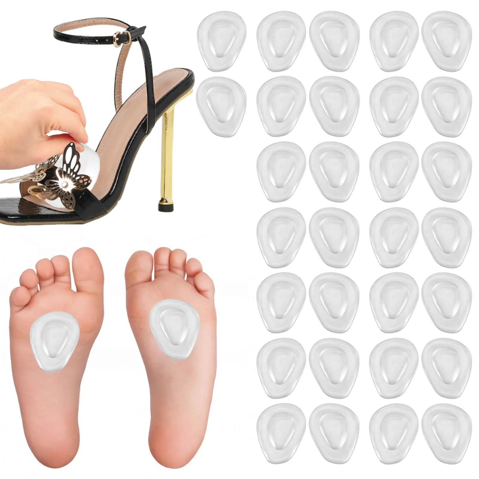 

30 Pcs Silicone Insoles Women Foot Cushion Relieve Discomfort Foot Pain Metatarsal Support Insert Pad Shoes Insoles Pain Relief