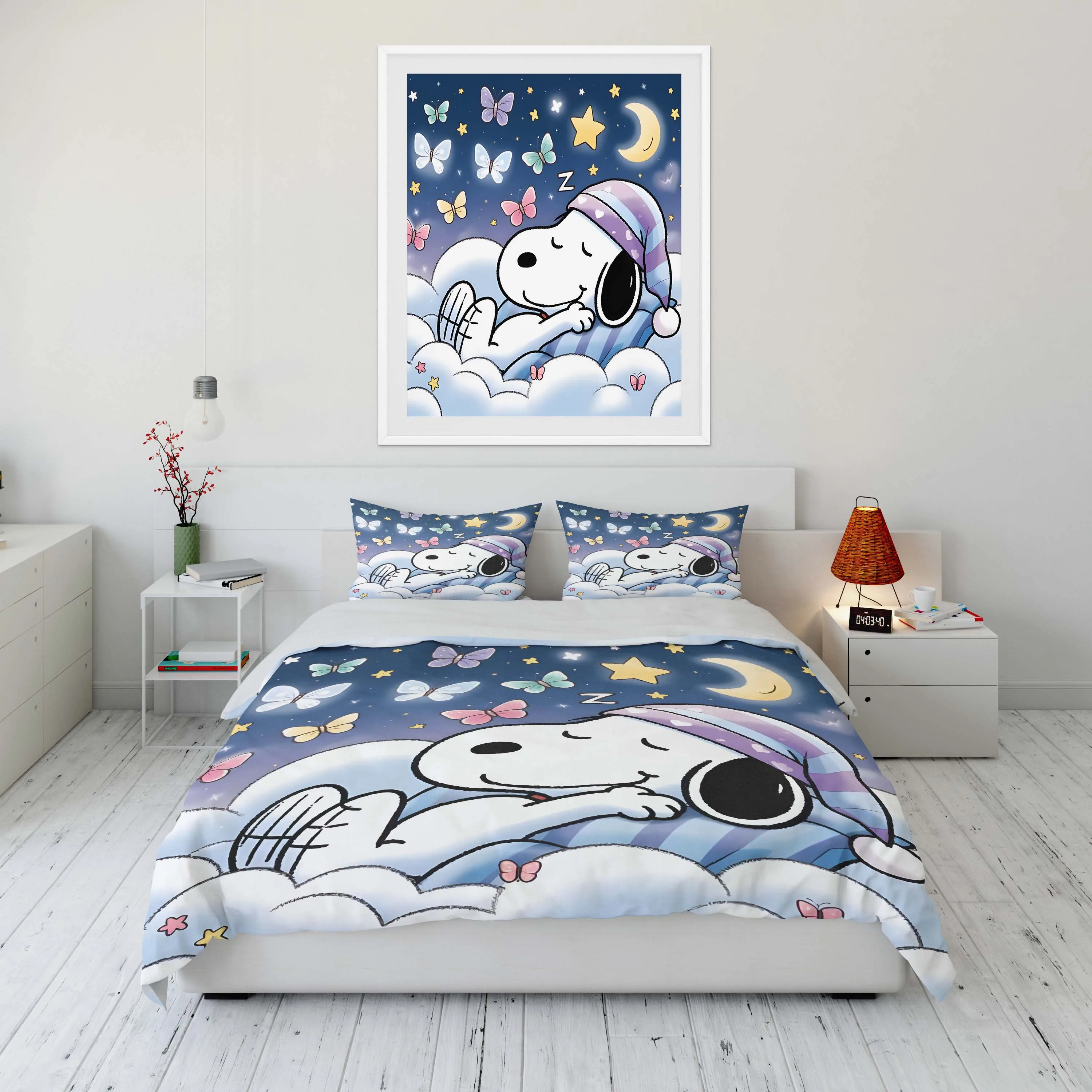 6 Sizes MINISO Cartoon Snoopy Printed Quilt Cover Pillowcase Bedding Set Kids Adult Comfortable Bed Set Twin King Duvet Cover