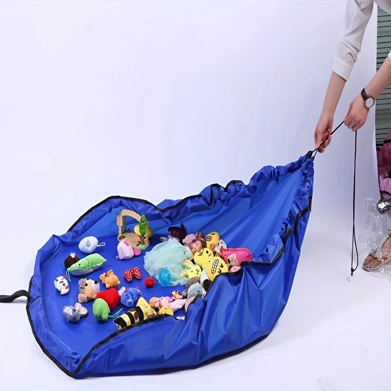 2 in 1 Portable Children's Drawstring Toys Storage Organizer and Play Mat Kids Toys Quick Storage Bag Large Building Blocks Toys