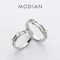 Modian Classic Fashion Adjustable 100% 925 Sterling Silver Couple Rings For Women Wedding Engagement Luxury Romantic Jewelry
