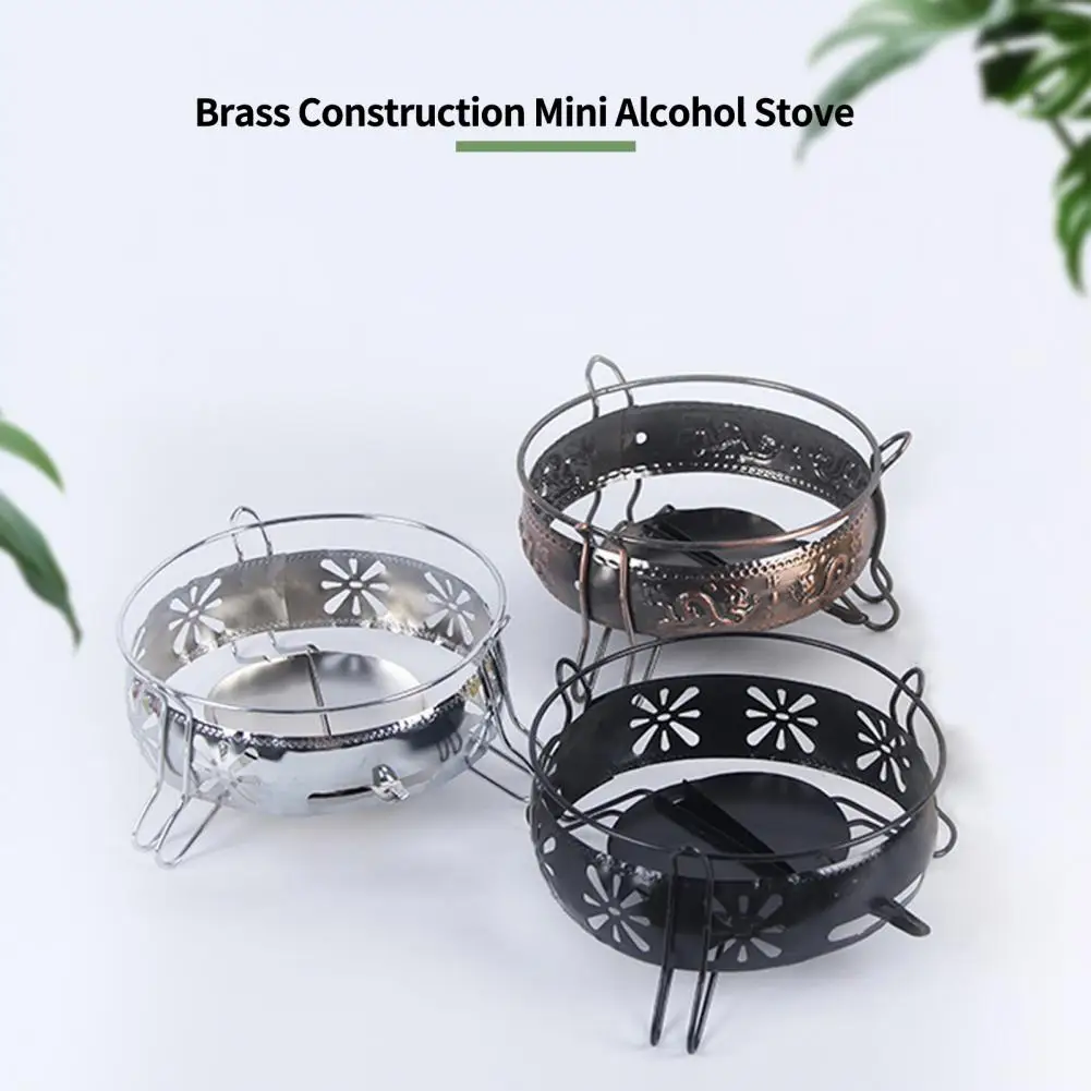 

Camping Stove Sturdy Heat Resistance Anti-oxidation Thickened Cook Alloy Brass Construction Mini Alcohol Stove Camping Tool