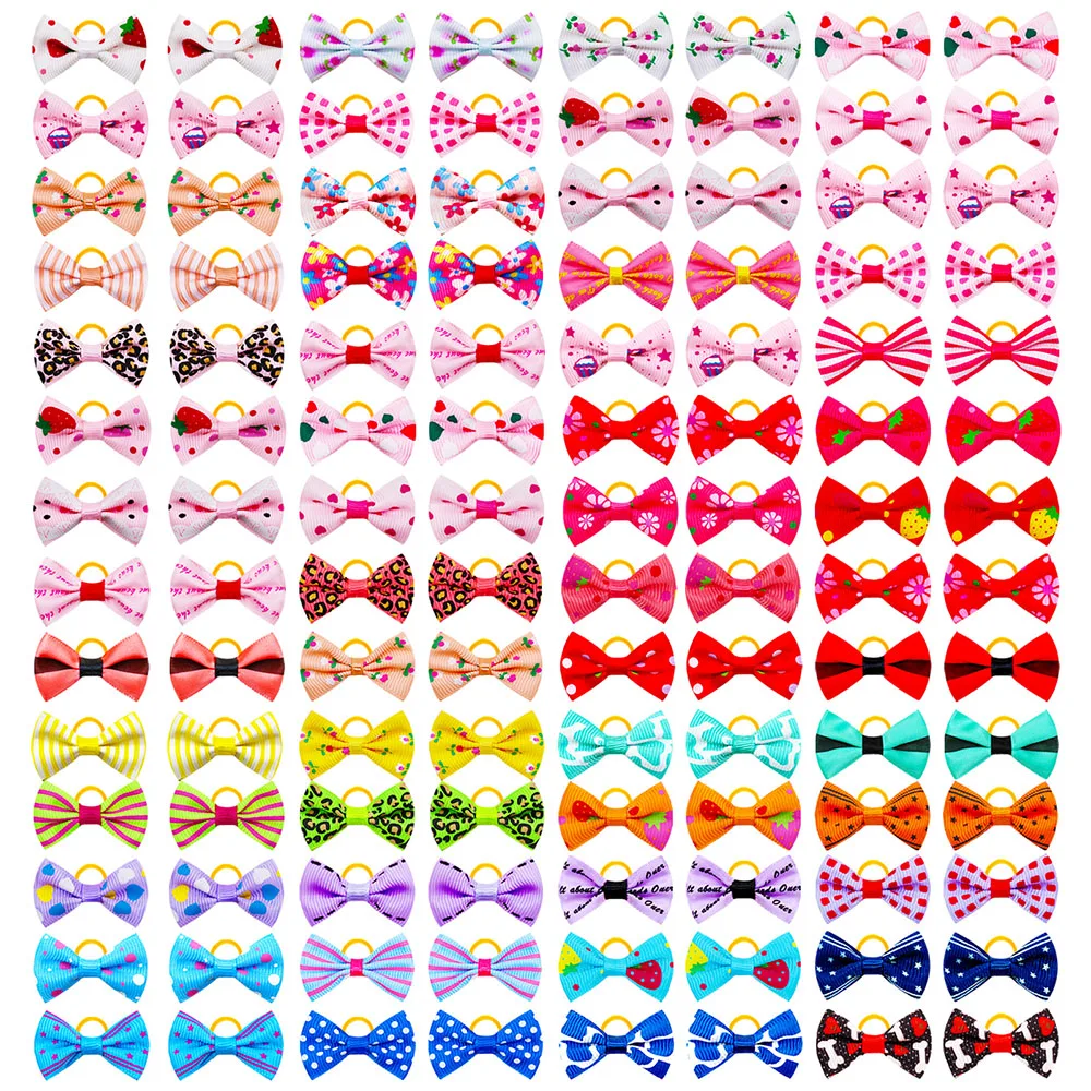 Dog Bow 200PCS Hair Accessories Cute Puppy Bow Handmade Removable Bow With Rubber Band For Dogs and Cat Wholesale Pet Supplies