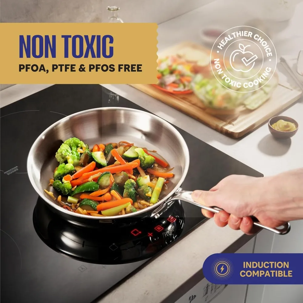 14-Piece, Full Clad, Induction, Non-Toxic, Oven Safe, Best Professional Pots and Pans, Heavy Premium Kitchen Cooking