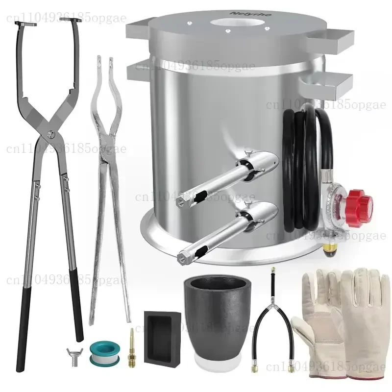 12Kg/25kg furnace gold melting furnace small, connected to gas, made of stainless steel, rapid copper and aluminum, including