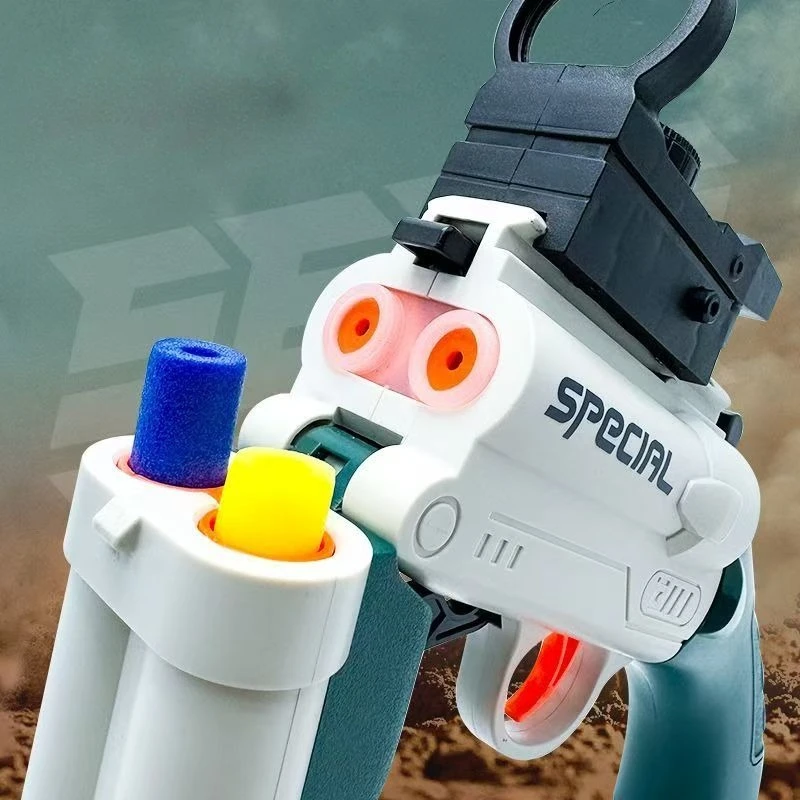 S686 더블 배럴 소총 장난감 에어소프트 런처 듀얼 소프트 총알 야외 스포츠 게임 샷건 무기 어린이 선물