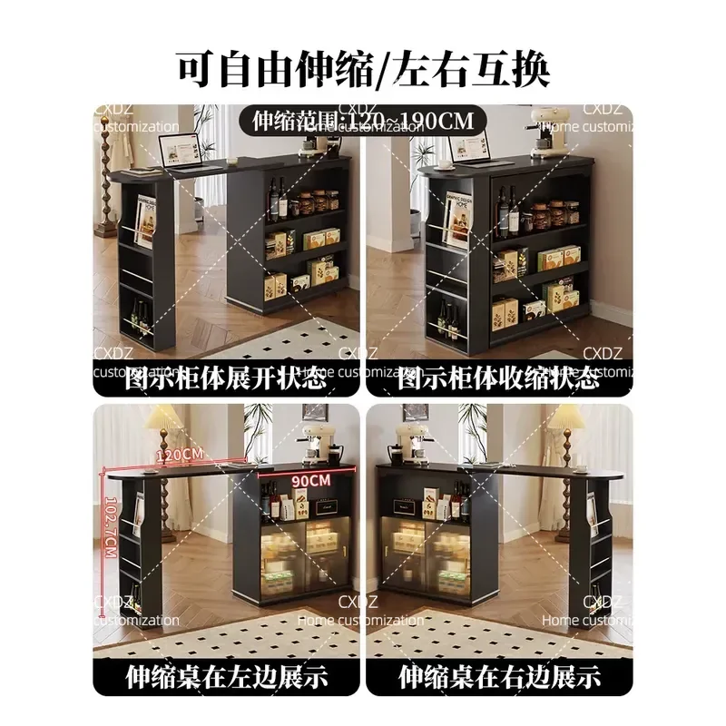 Special Offer Bar Counter Dining Side Cabinet Light Luxury Retractable Rotating Worktable Small Apartment Bar Table