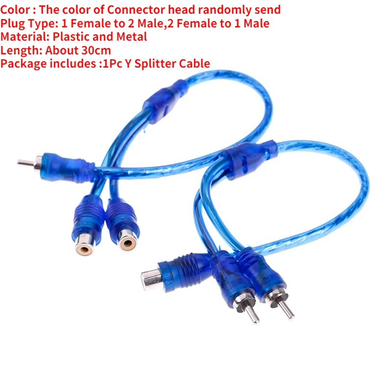 1PC Random Car Audio Cable 1 Male To 2 Female/ 1 Female RCA 2 Male Adapter Cable Wire Splitter Stereo Audio Signal Connector