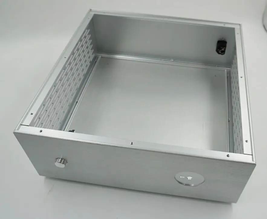Multipurpose  all aluminum power amplifier chassis preamplifier tube amp DIY blank panel case Width 308* Depth 308* Height 120mm