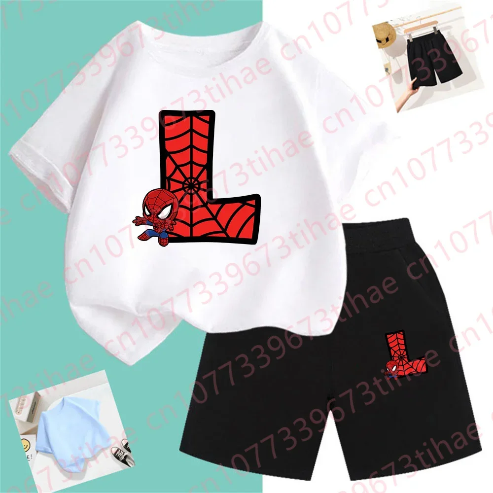 Set di abbigliamento per t-shirt per bambini di età compresa tra 1 e 16 anni, Set sportivo per ragazzo, Set sportivo di marca Spider Man, Set di